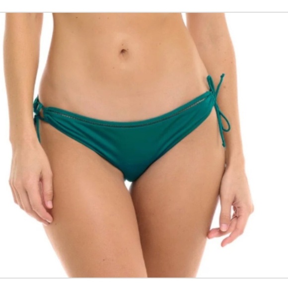 SKYE Juliana DIVINE Juniper green‎ Lace Trim Low Rise Swim Bikini Bottom size L - Picture 3 of 6